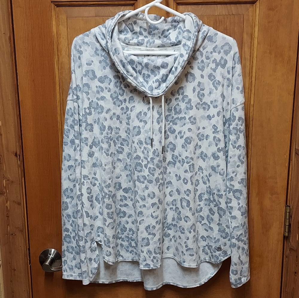 Calvin Klein Cowl Neck Leopard Print PullOver